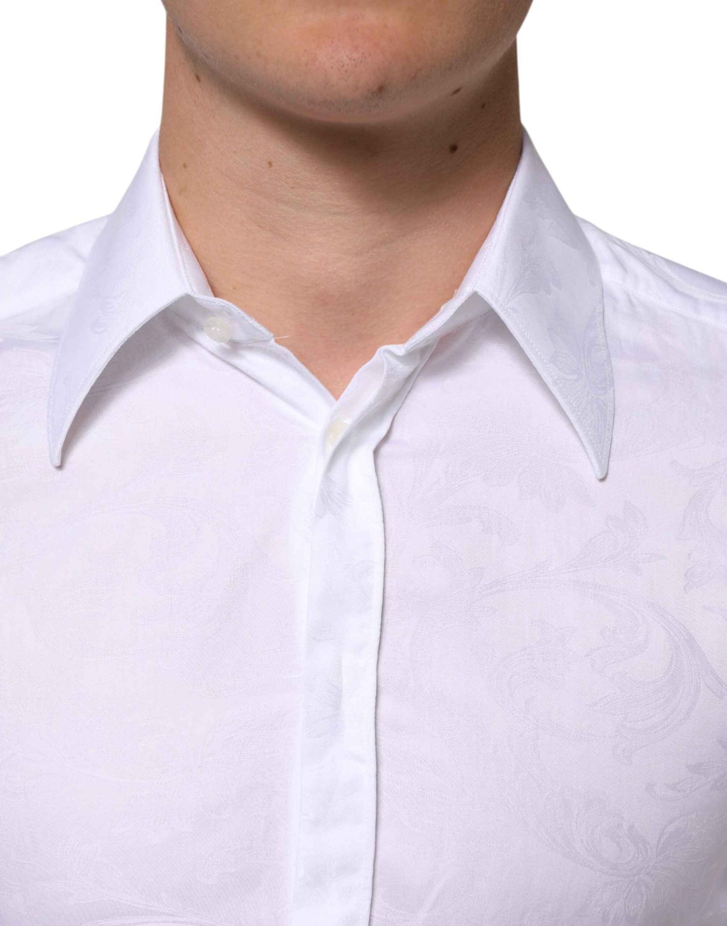 Dolce & Gabbana White Cotton MARTINI Paisley Jacquard Shirt by Dolce & Gabbana