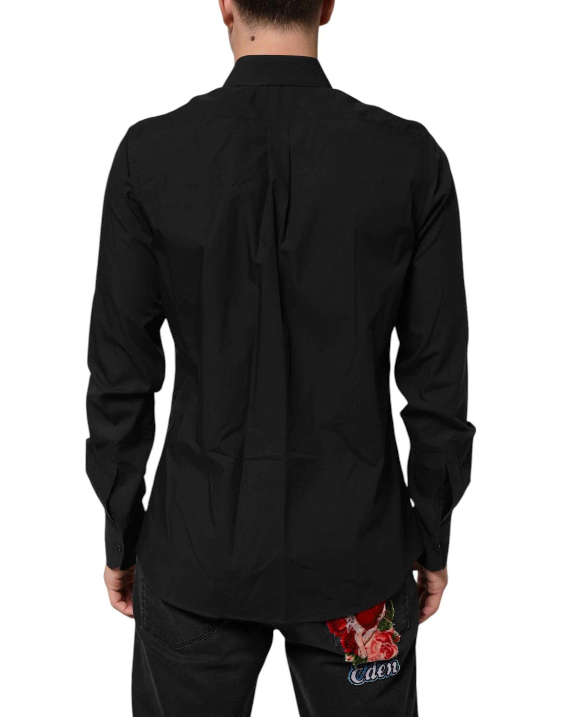 Dolce & Gabbana Black MARTINI Slim Fit Dress Formal Men Shirt by Dolce & Gabbana