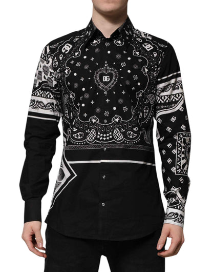 Dolce & Gabbana Black Bandana Print Logo MARTINI Dress Shirt by Dolce & Gabbana