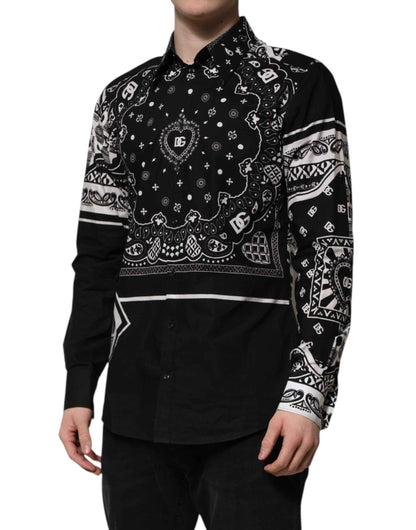 Dolce & Gabbana Black Bandana Print Logo MARTINI Dress Shirt by Dolce & Gabbana