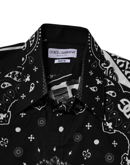 Dolce & Gabbana Black Bandana Print Logo MARTINI Dress Shirt by Dolce & Gabbana