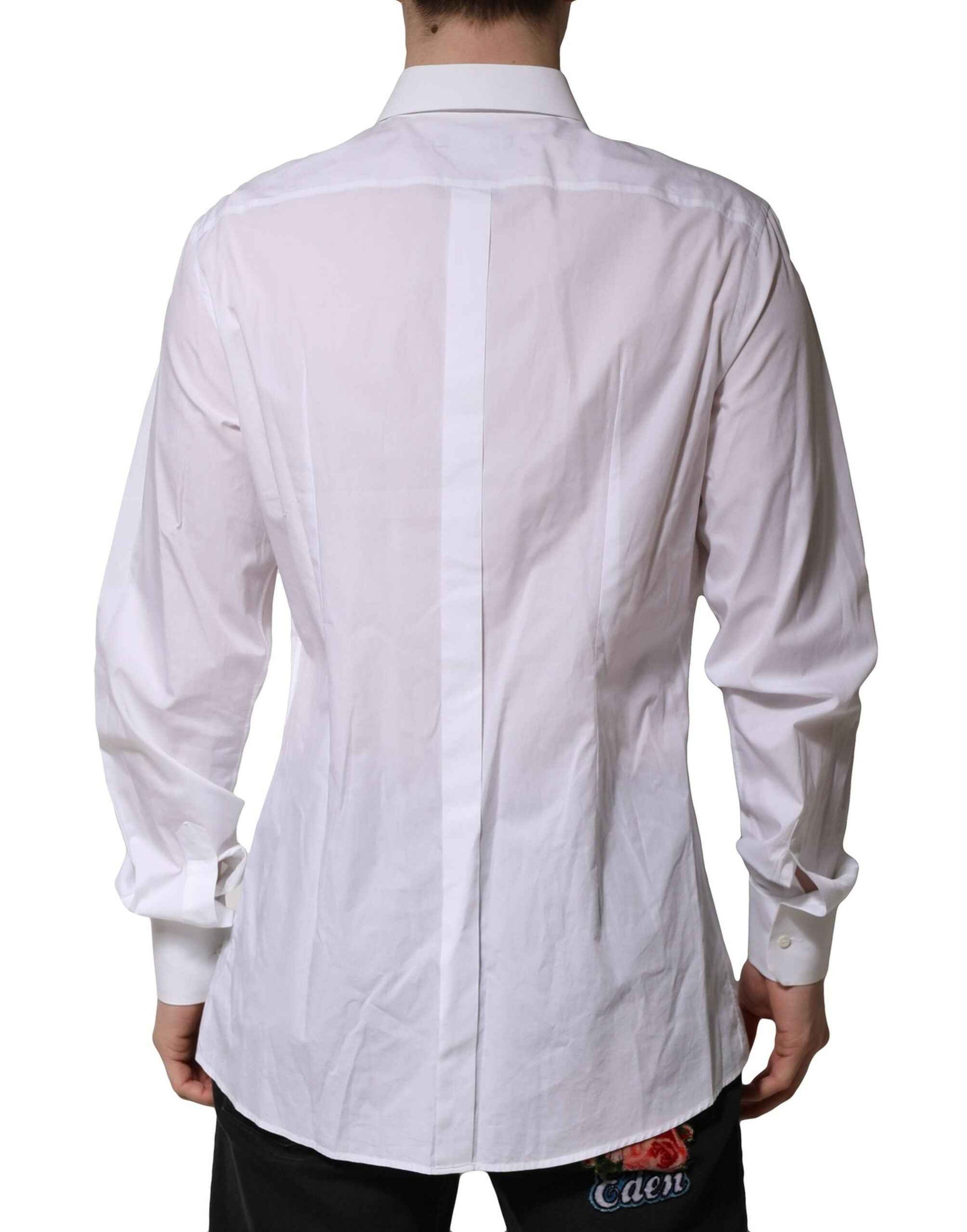 Dolce & Gabbana White Cotton Crown Collar GOLD Formal Shirt by Dolce & Gabbana