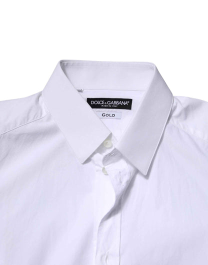 Dolce & Gabbana White Cotton GOLD Long Sleeves Dress Shirt by Dolce & Gabbana