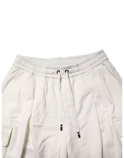 Dolce & Gabbana White Cotton Cargo Bermuda Sweatshorts Shorts by Dolce & Gabbana