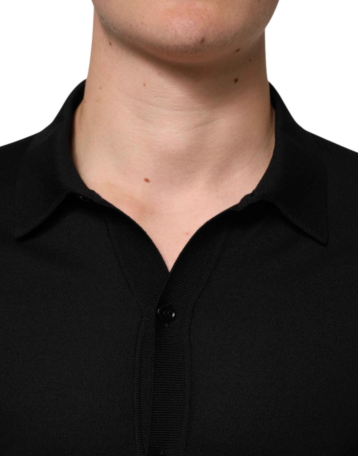 Dolce & Gabbana Black Silk Button Up Lightweight Sweater by Dolce & Gabbana