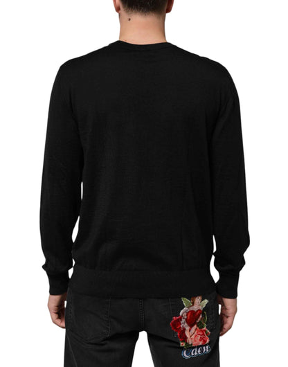 Dolce & Gabbana Black Cashmere Cherub Print Baroque Sweater by Dolce & Gabbana