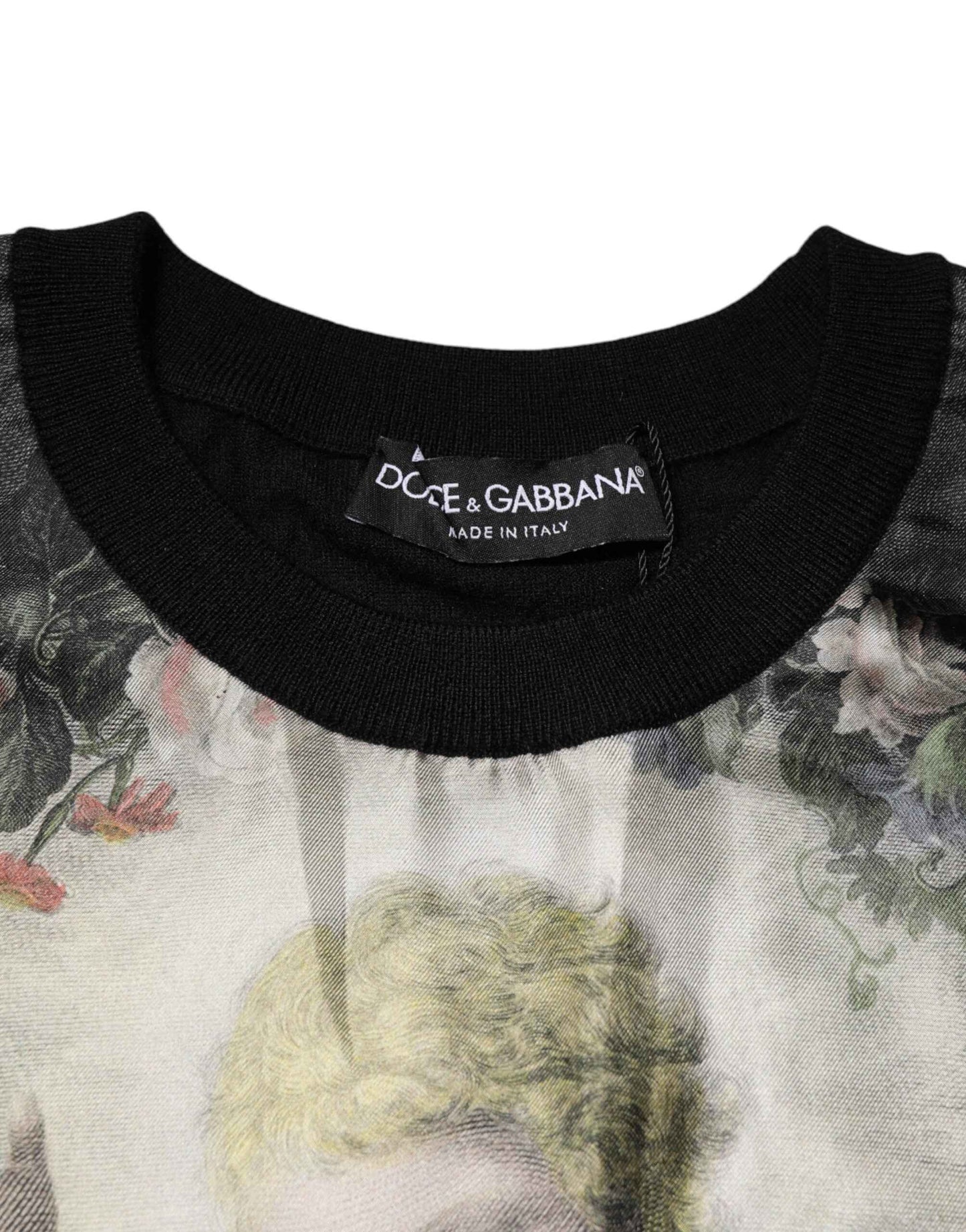 Dolce & Gabbana Black Cashmere Cherub Print Baroque Sweater by Dolce & Gabbana