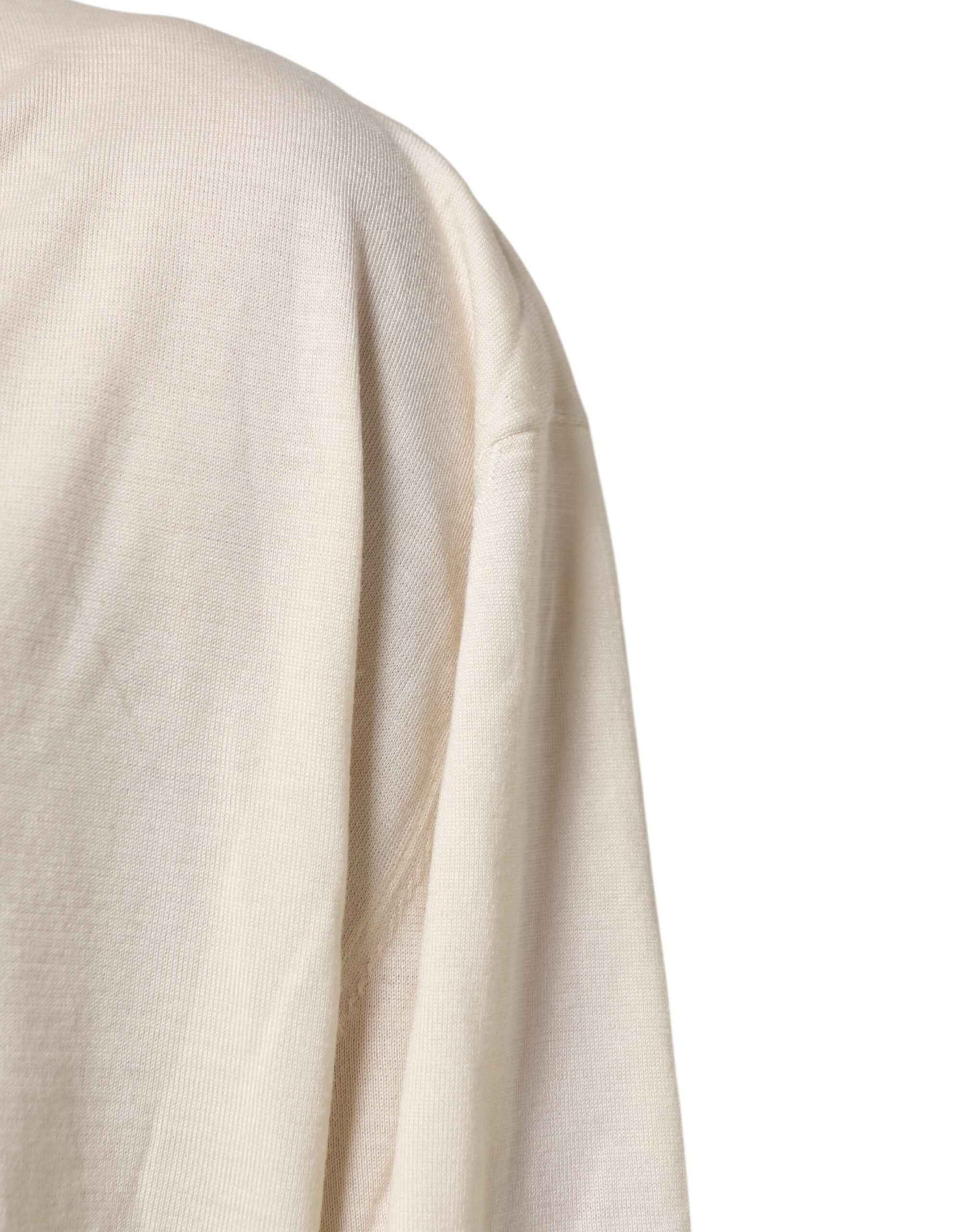 Dolce & Gabbana Ivory Virgin Wool Men V-Neck Knit Sweater by Dolce & Gabbana