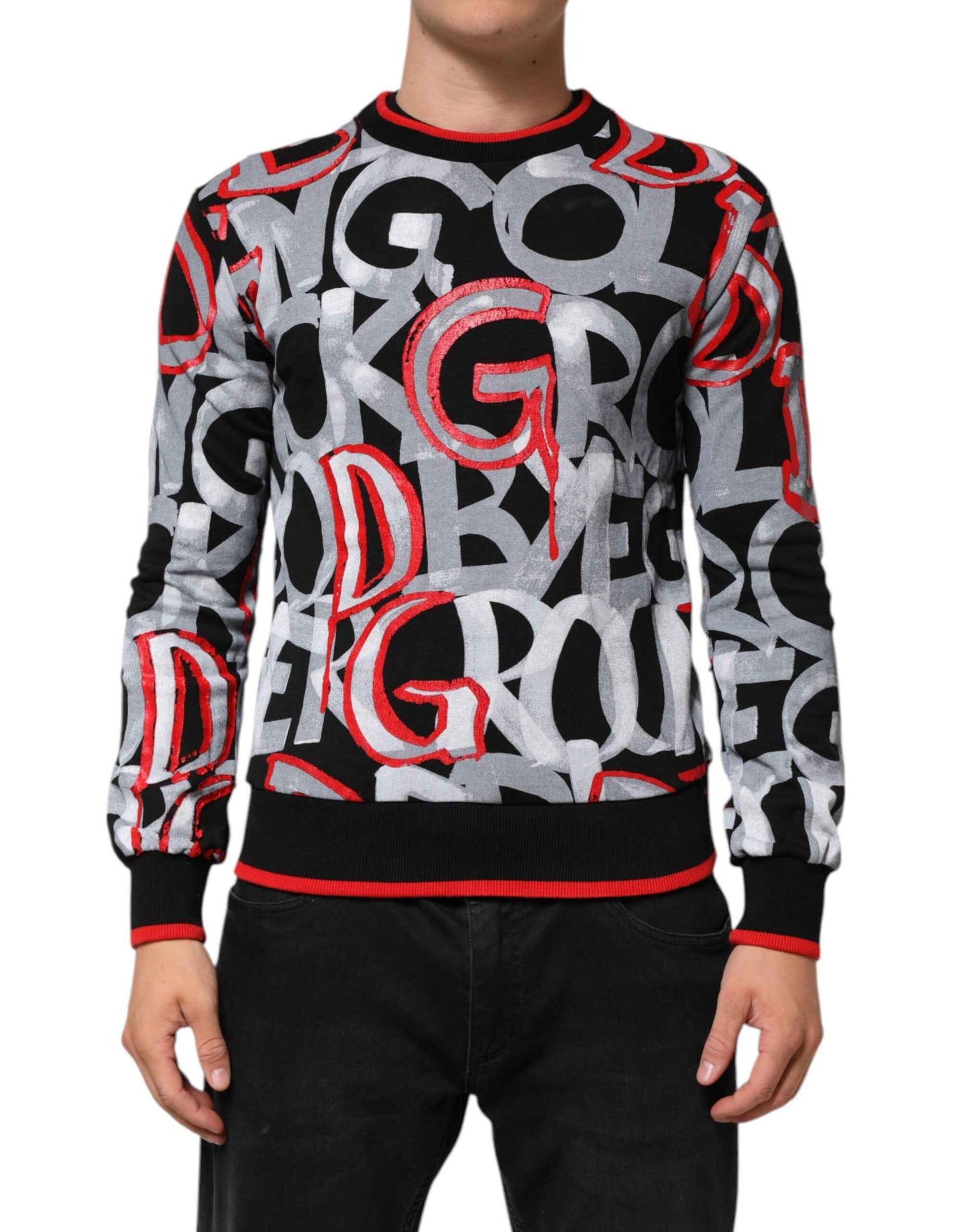 Dolce & Gabbana Multicolor Logo Monogram Crew Neck Sweater by Dolce & Gabbana