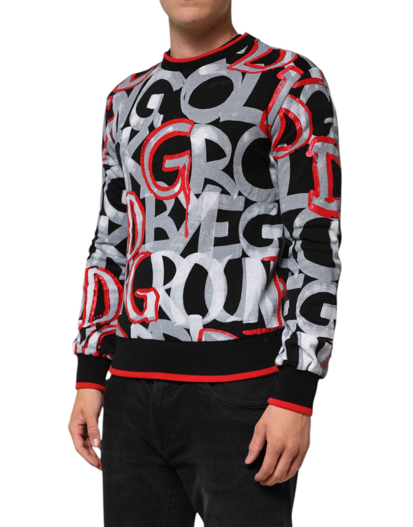 Dolce & Gabbana Multicolor Logo Monogram Crew Neck Sweater by Dolce & Gabbana