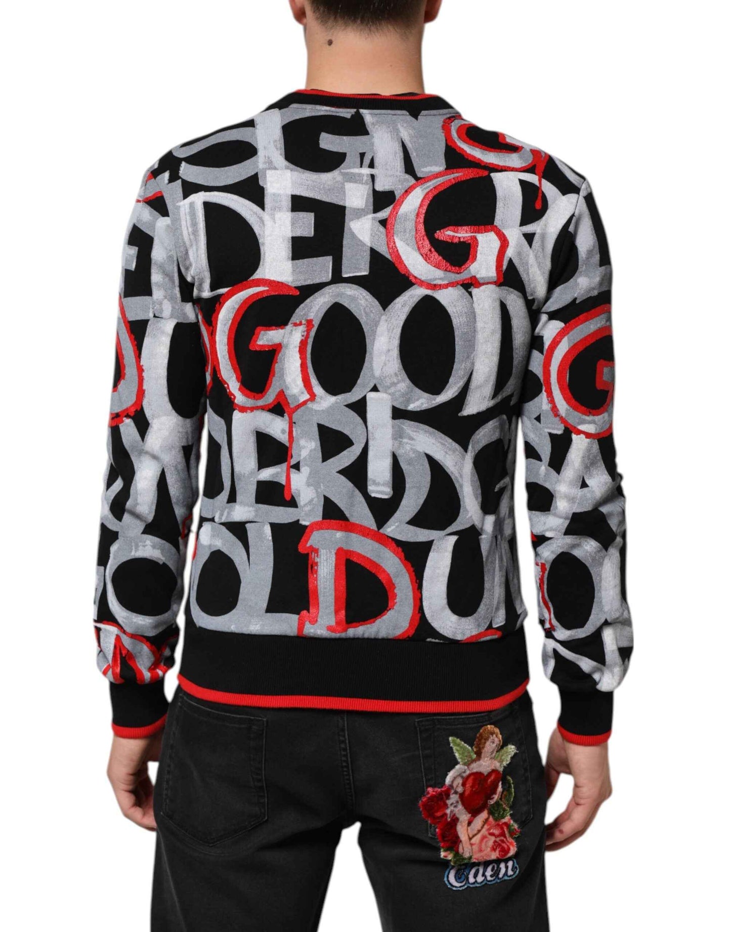 Dolce & Gabbana Multicolor Logo Monogram Crew Neck Sweater by Dolce & Gabbana