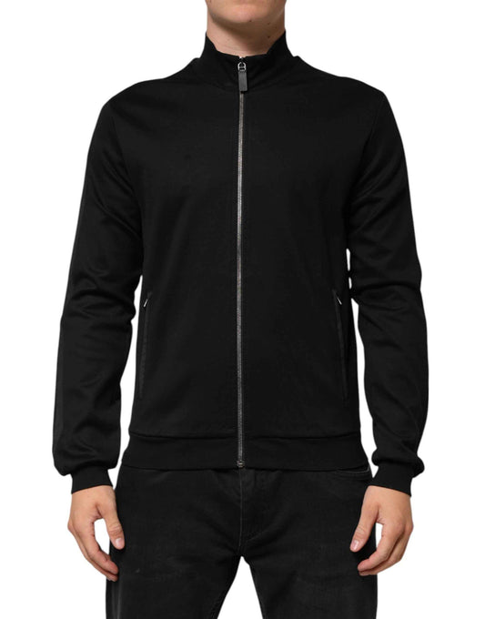 Dolce & Gabbana Black Cotton Logo Full Zip Men Bomber Jacket by Dolce & Gabbana