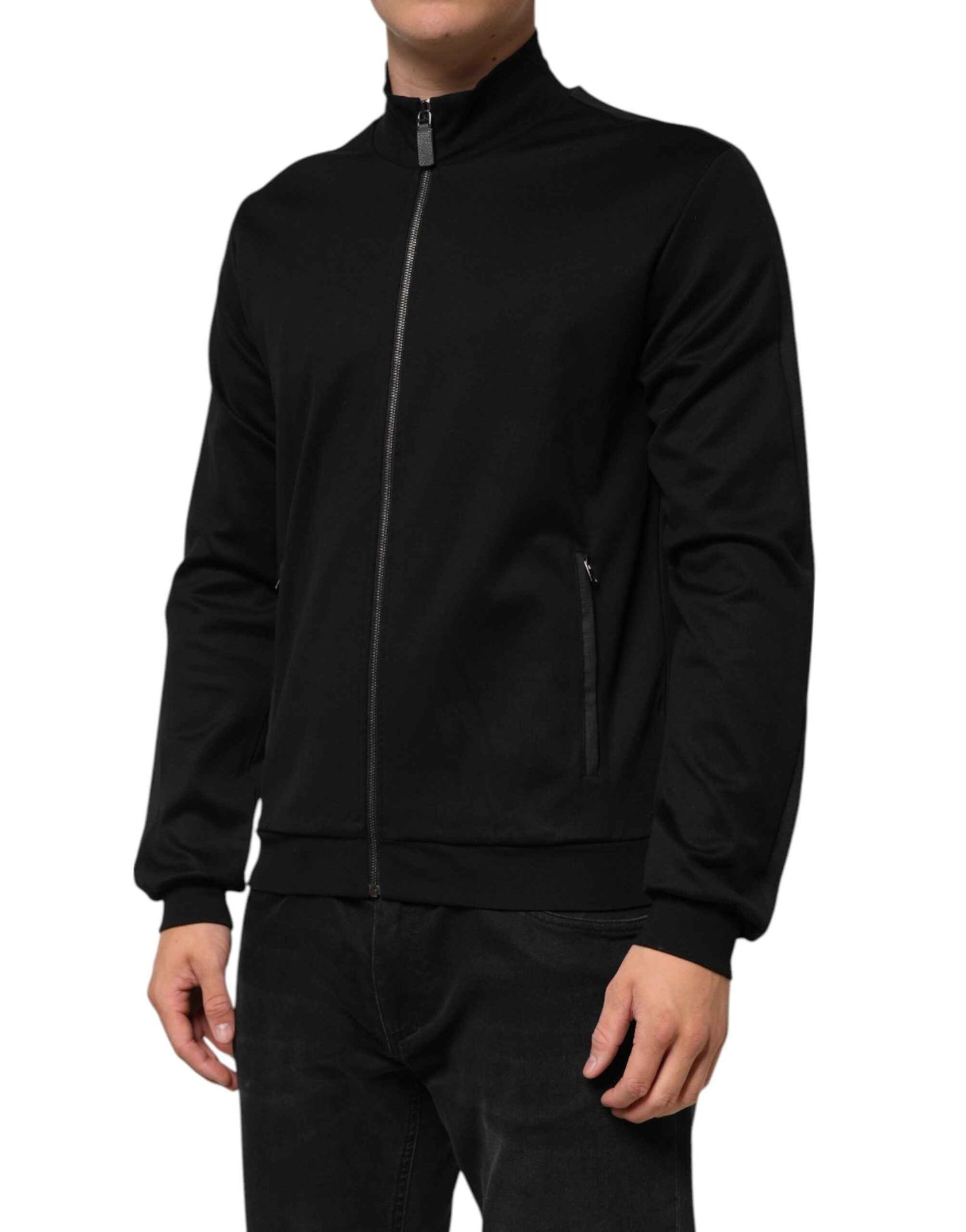 Dolce & Gabbana Black Cotton Logo Full Zip Men Bomber Jacket by Dolce & Gabbana
