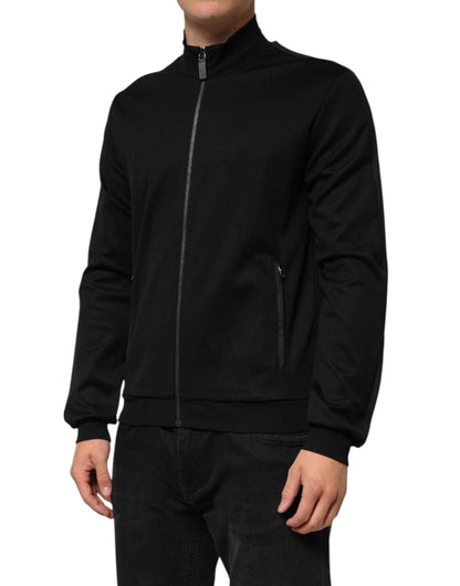 Dolce & Gabbana Black Cotton Logo Full Zip Men Bomber Jacket by Dolce & Gabbana