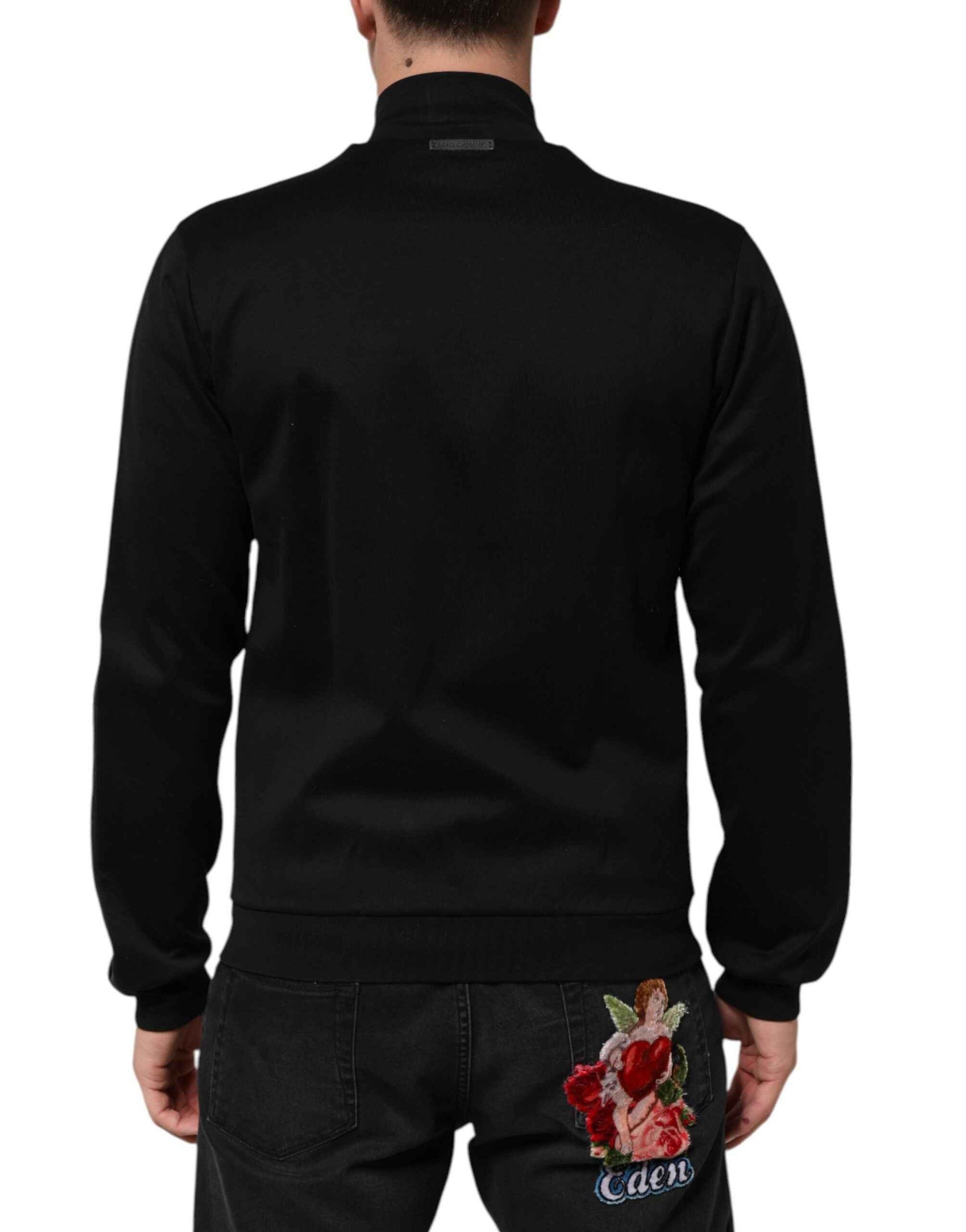 Dolce & Gabbana Black Cotton Logo Full Zip Men Bomber Jacket by Dolce & Gabbana