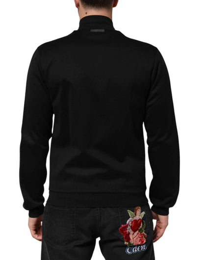 Dolce & Gabbana Black Cotton Logo Full Zip Men Bomber Jacket by Dolce & Gabbana