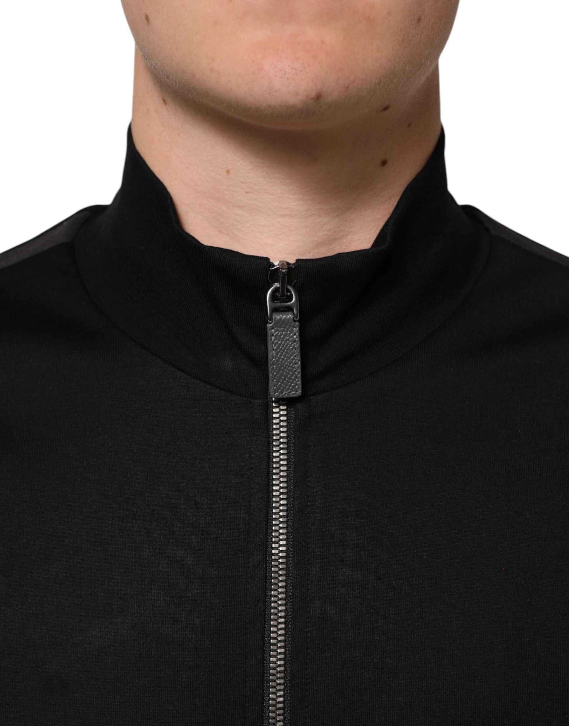 Dolce & Gabbana Black Cotton Logo Full Zip Men Bomber Jacket by Dolce & Gabbana