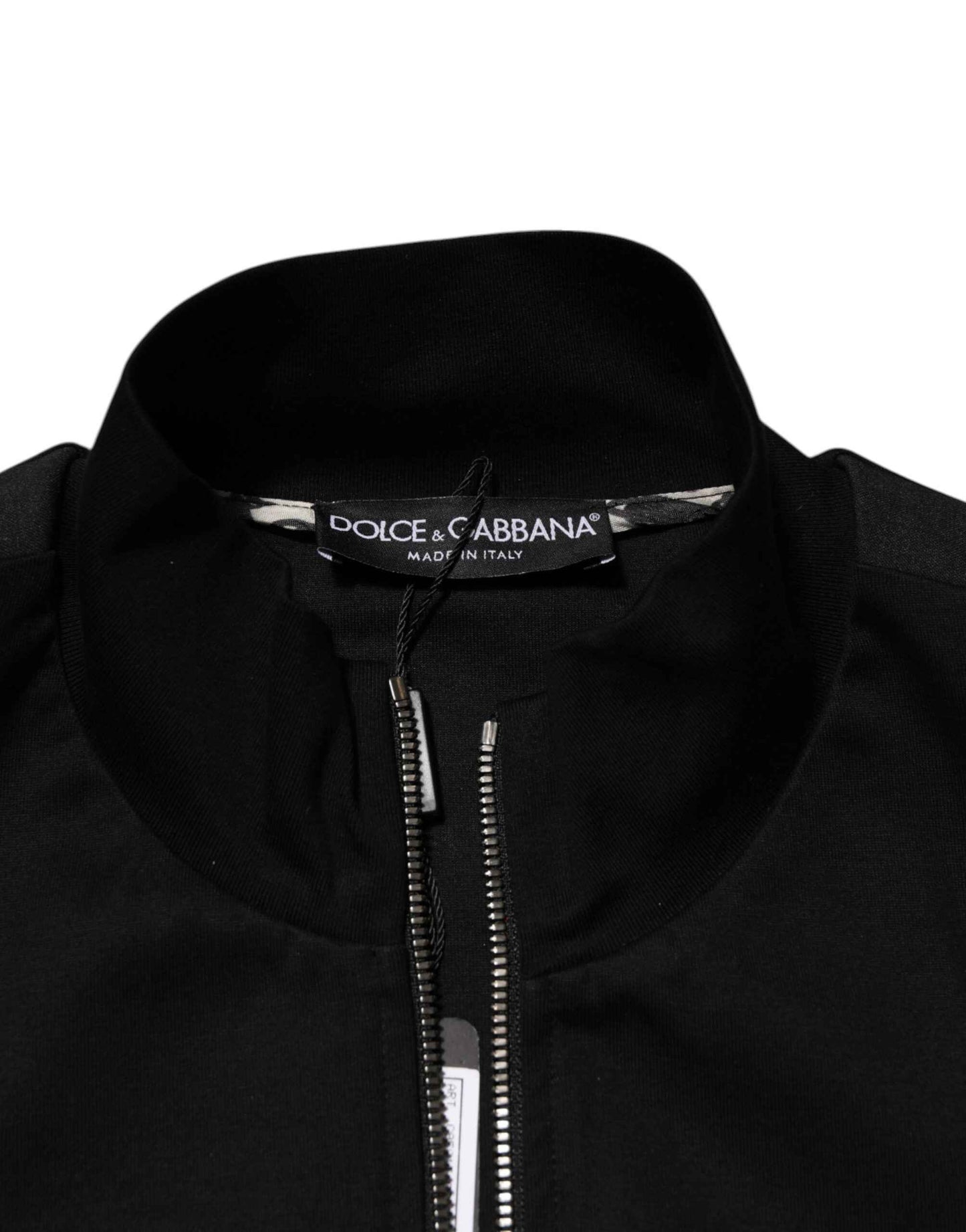 Dolce & Gabbana Black Cotton Logo Full Zip Men Bomber Jacket by Dolce & Gabbana