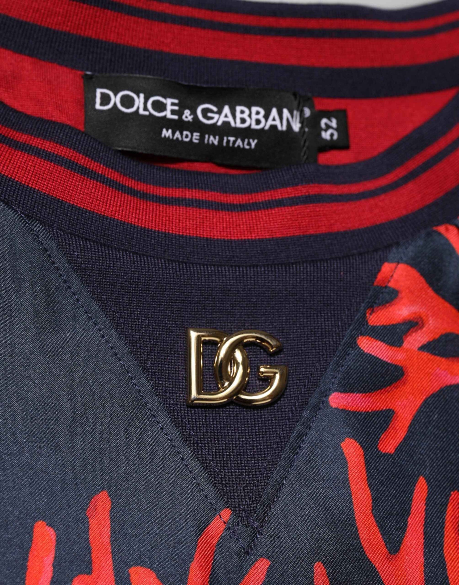 Dolce & Gabbana Silk Navy Red Coral Print Pullover Sweater by Dolce & Gabbana