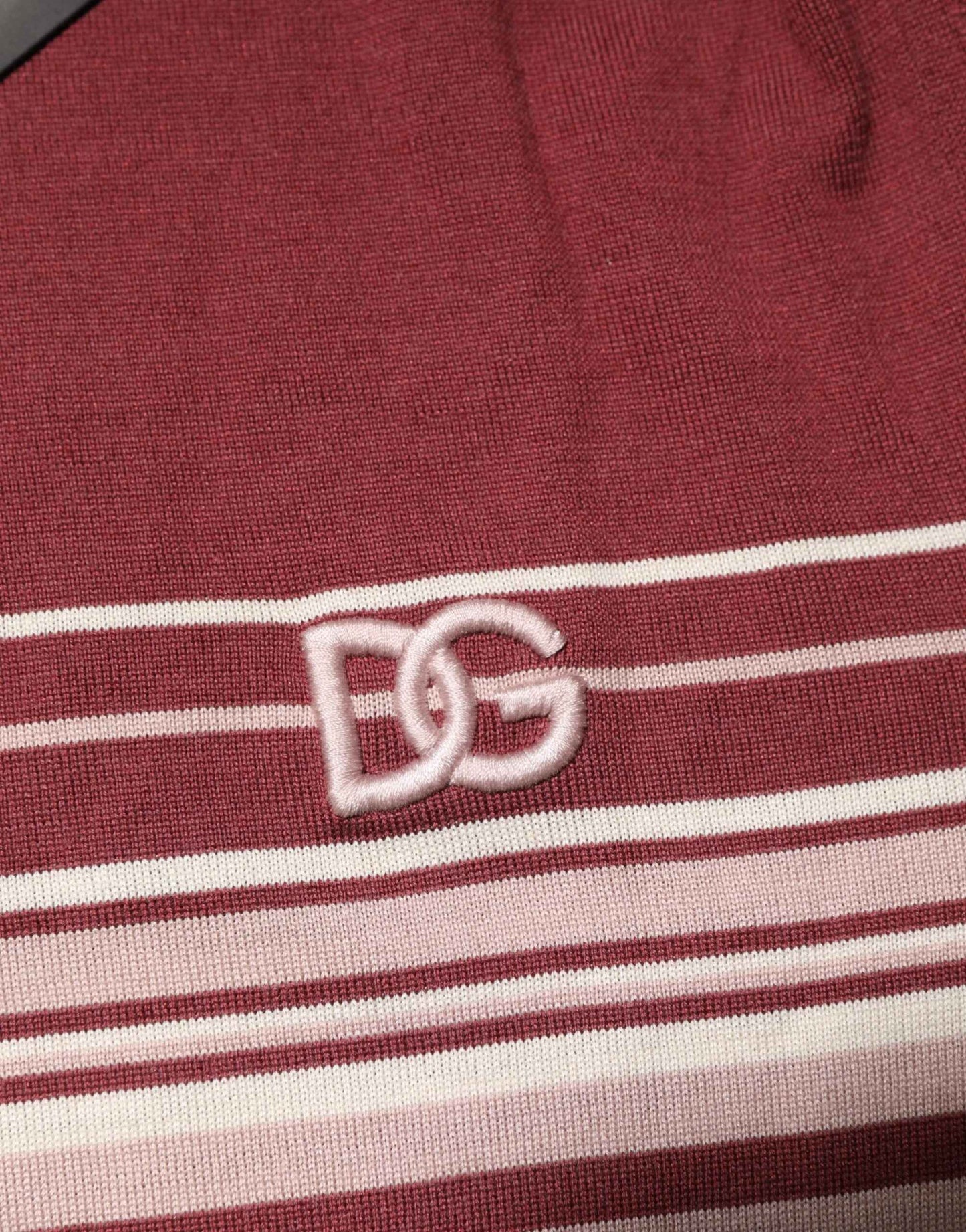 Dolce & Gabbana Cotton Burgundy Striped DG Logo Polo T-shirt by Dolce & Gabbana