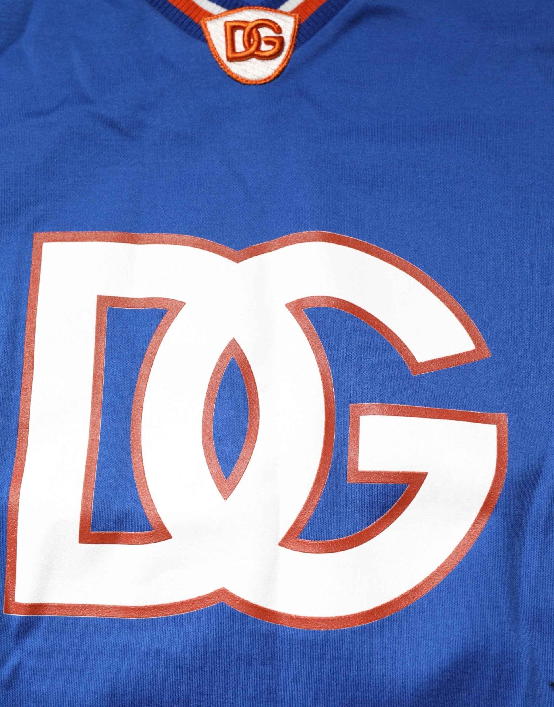 Dolce & Gabbana Blue Cotton DG Logo Mesh Jersey T-shirt by Dolce & Gabbana