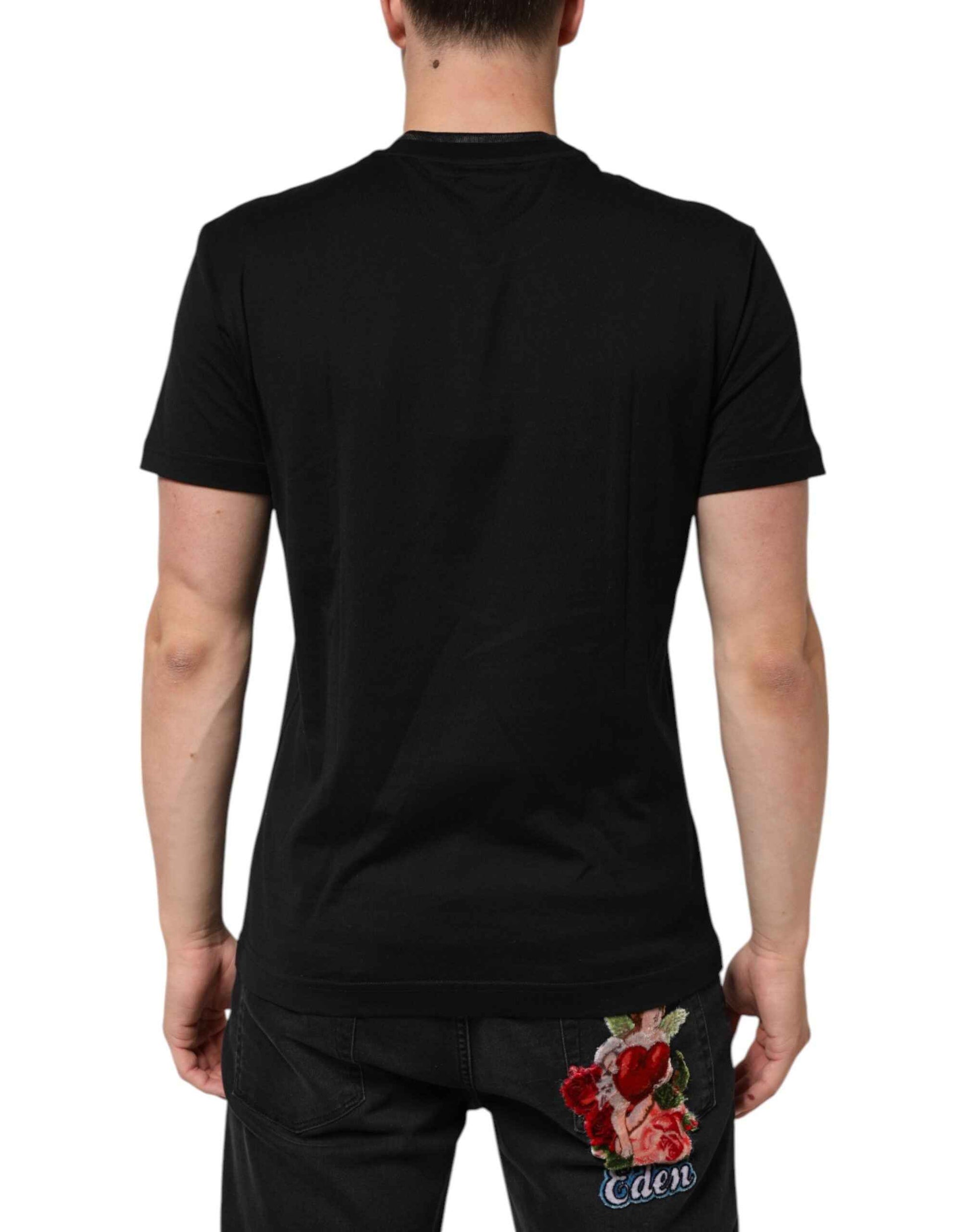 Dolce & Gabbana Black Cotton Embroidered DG Logo Pocket T-shirt by Dolce & Gabbana