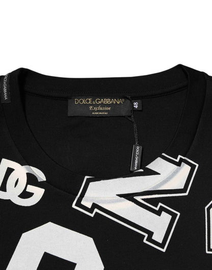 Dolce & Gabbana Black Cotton Letter Print Short Sleeve T-shirt by Dolce & Gabbana