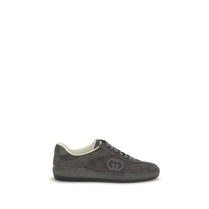 Gucci G75 Sneakers Gray Suede Nylon Low-Top - Gray Standard