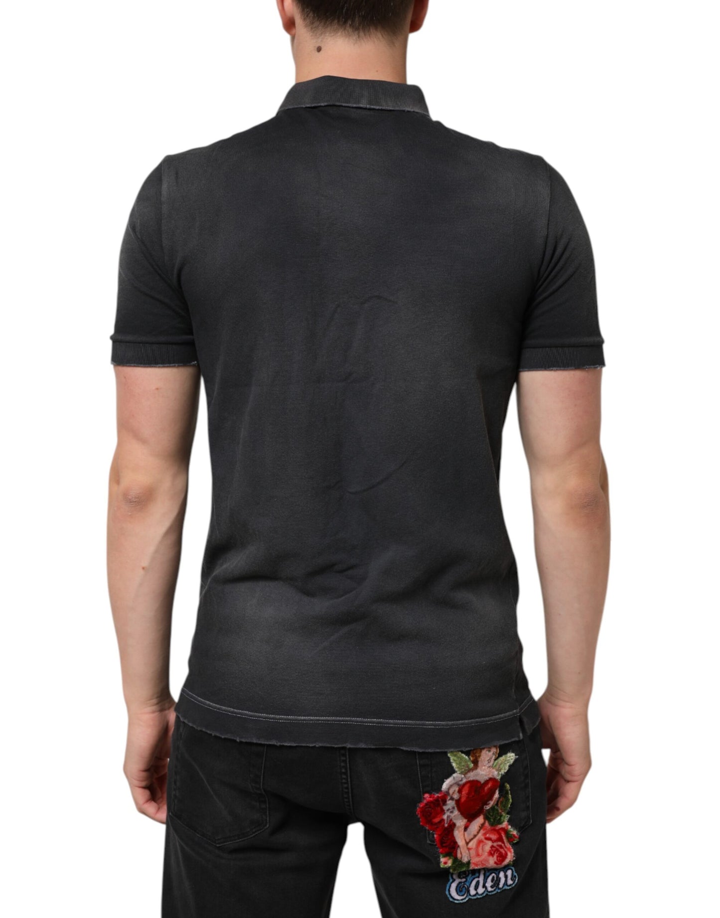Dolce & Gabbana Gray Cotton Crown Collared Men Polo T-shirt - from Dolce & Gabbana