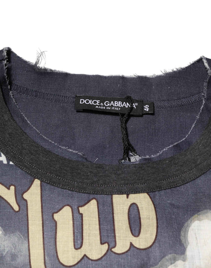 Dolce & Gabbana Palermo Jazz Club Linen Crew Neck Men T-shirt by Dolce & Gabbana