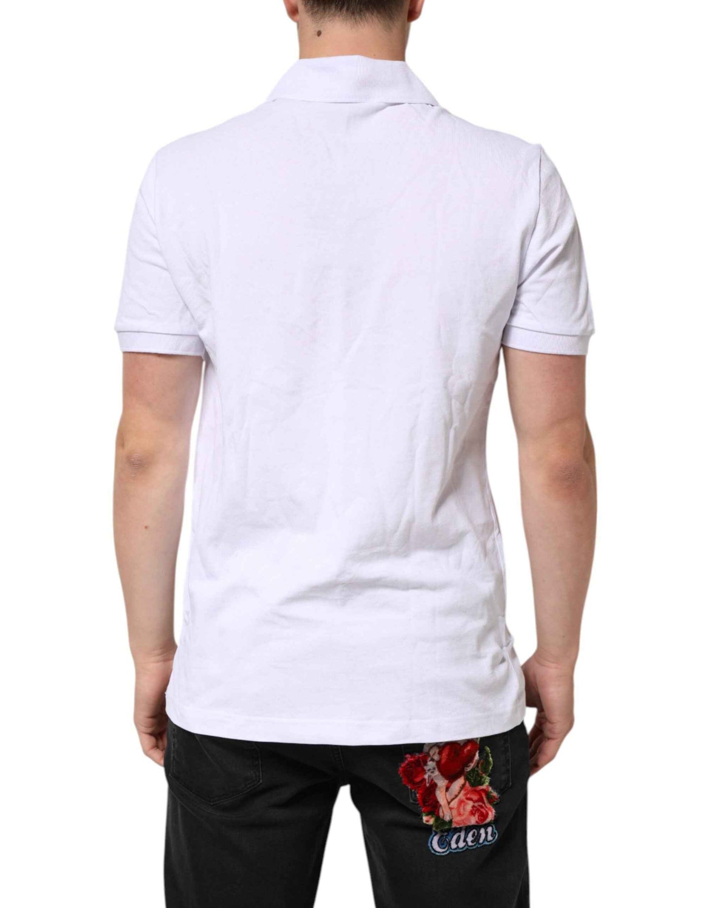 Dolce & Gabbana White Cotton DG Heart Logo Embroider T-shirt by Dolce & Gabbana