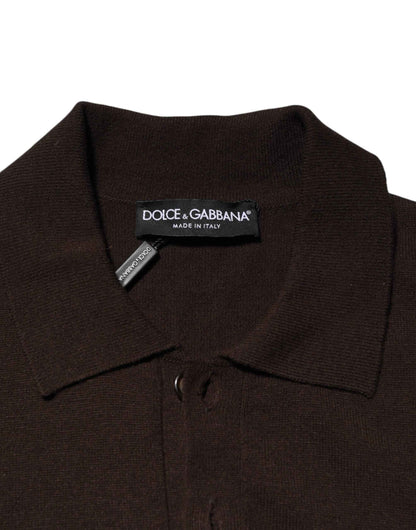 Dolce & Gabbana Brown Wool Logo Embroidered Men Polo T-shirt by Dolce & Gabbana