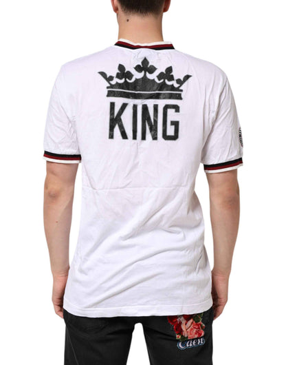 Dolce & Gabbana White #DGMillennials King Crown V-neck T-shirt by Dolce & Gabbana