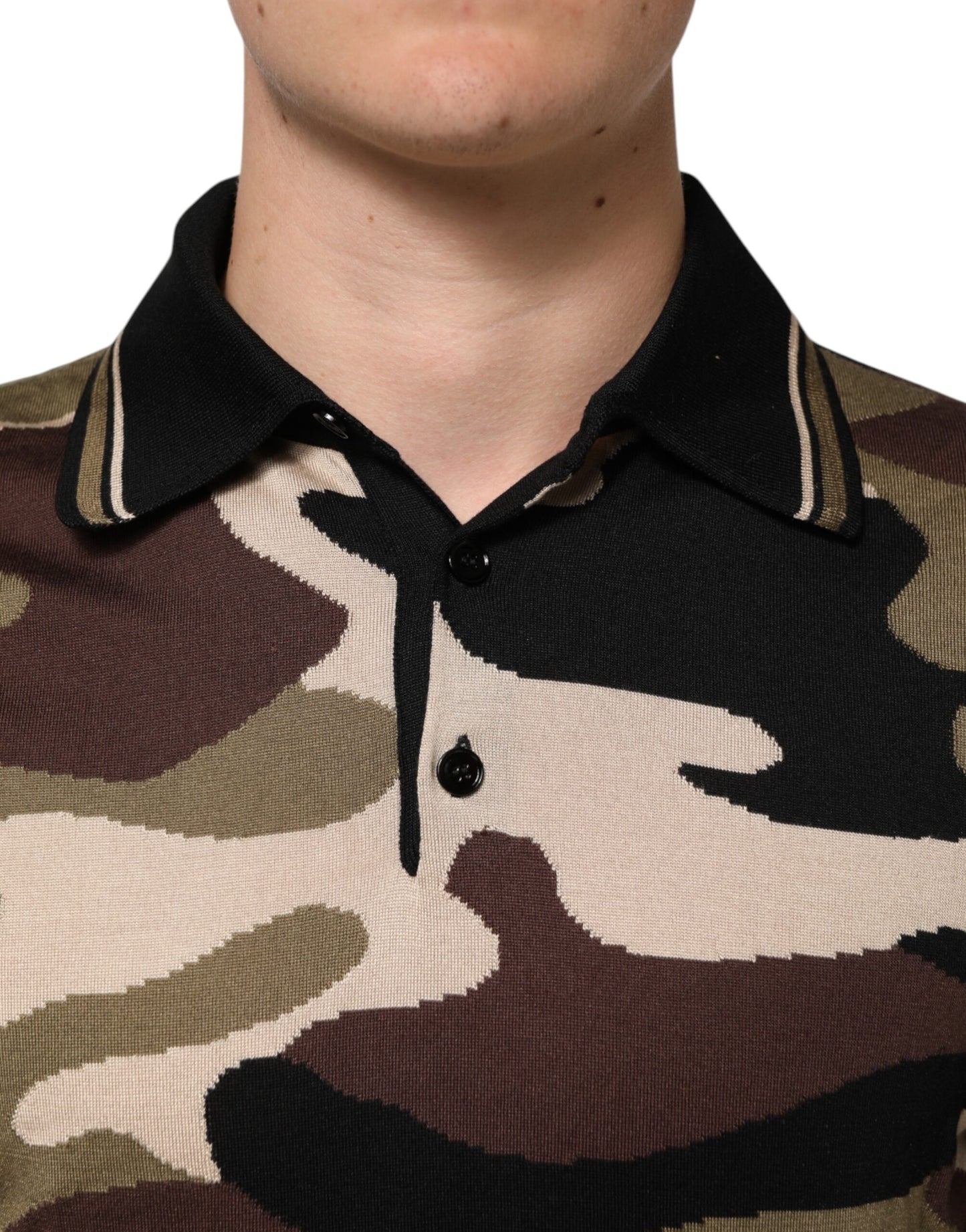 Dolce & Gabbana Camouflage Brown Silk Military Polo T-shirt - from Dolce & Gabbana