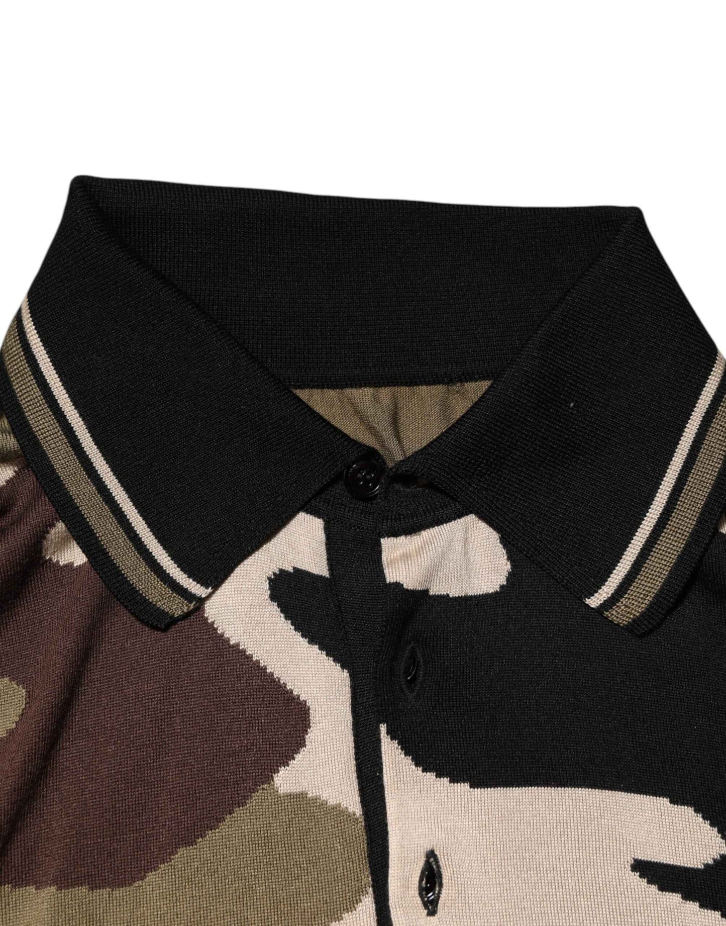 Dolce & Gabbana Camouflage Brown Silk Military Polo T-shirt by Dolce & Gabbana