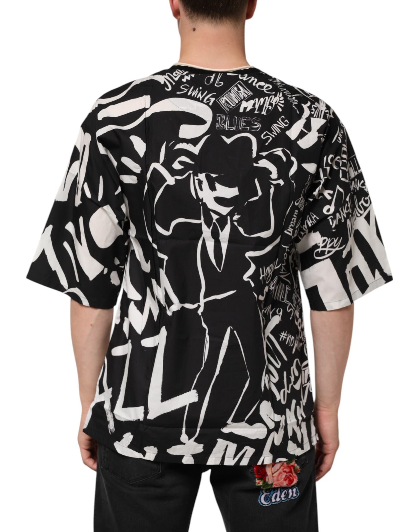 Dolce & Gabbana Black White Cotton Oversized Graffiti T-shirt - from Dolce & Gabbana
