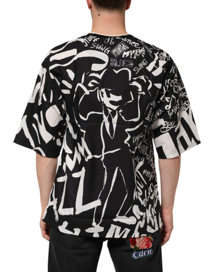 Dolce & Gabbana Black White Cotton Oversized Graffiti T-shirt - from Dolce & Gabbana