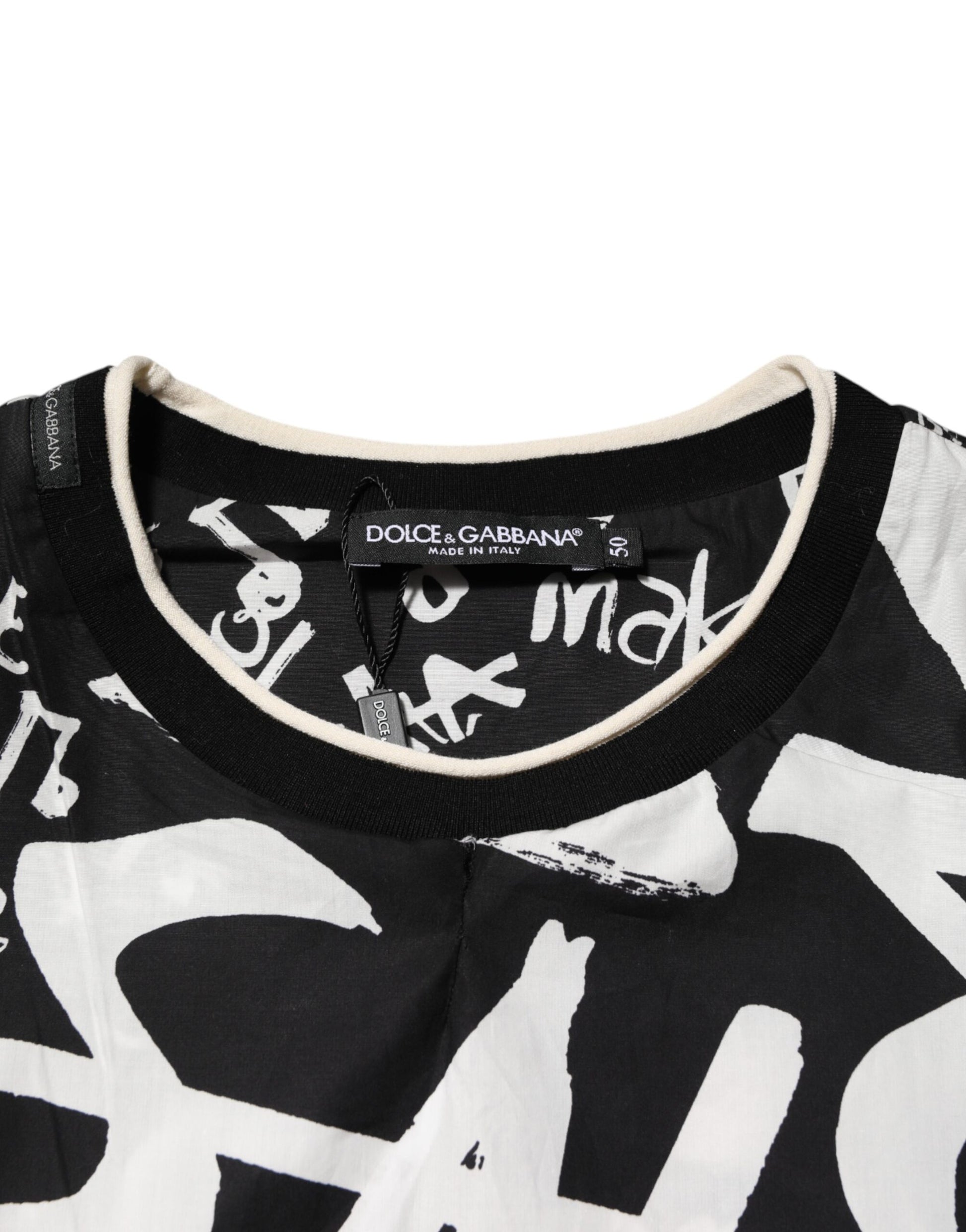 Dolce & Gabbana Black White Cotton Oversized Graffiti T-shirt - from Dolce & Gabbana