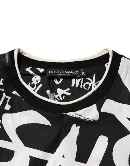 Dolce & Gabbana Black White Cotton Oversized Graffiti T-shirt - from Dolce & Gabbana