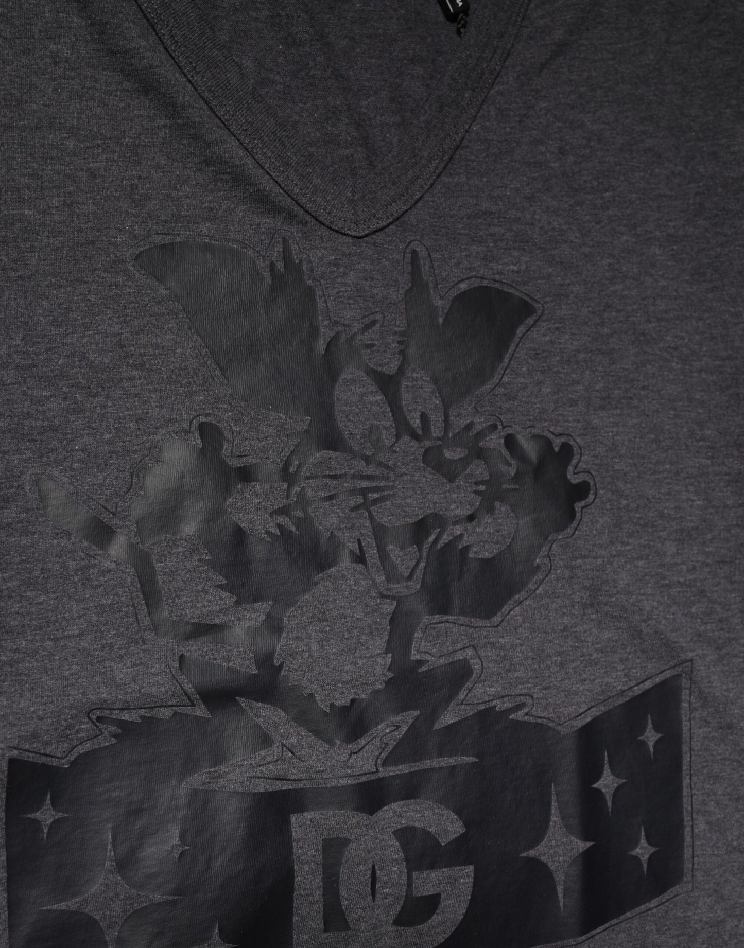 Dolce & Gabbana Black Charcoal DG Logo V-Neck Men T-shirt - from Dolce & Gabbana