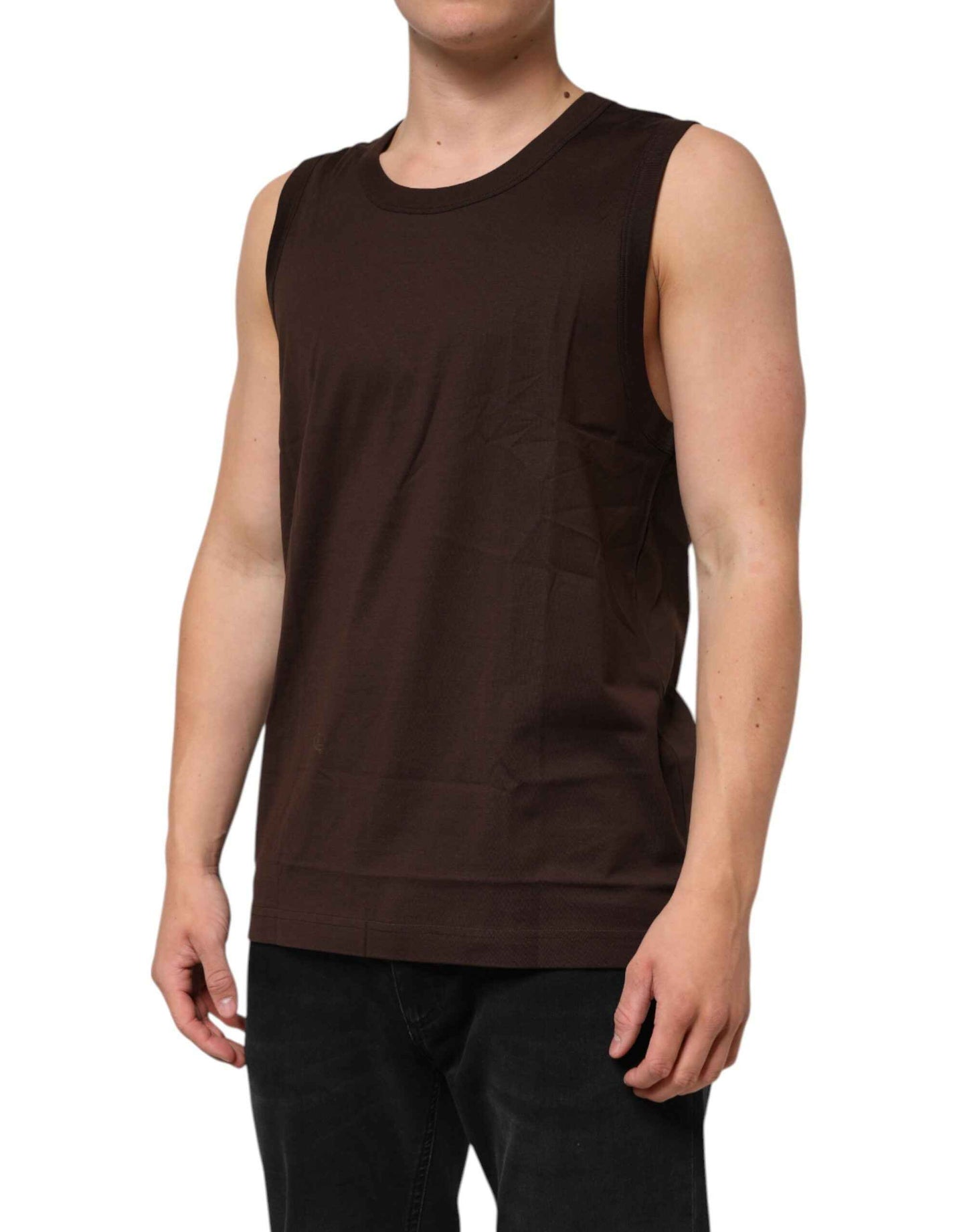 Dolce & Gabbana Brown Cotton Sleeveless Underwear Men Tank Top by Dolce & Gabbana