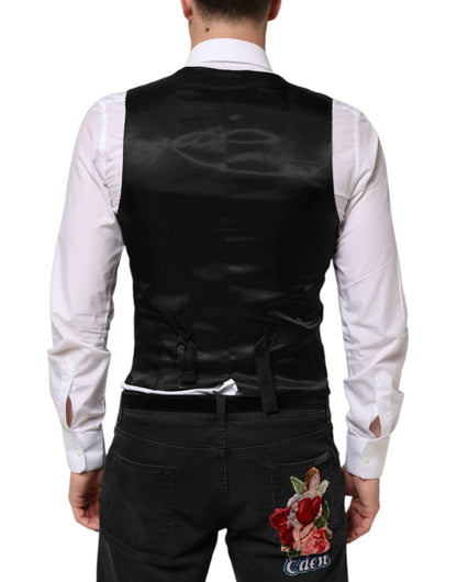 Dolce & Gabbana Black Wool Dress Formal Men Waistcoat Vest by Dolce & Gabbana