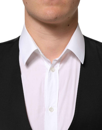 Dolce & Gabbana Black Wool Dress Formal Men Waistcoat Vest by Dolce & Gabbana