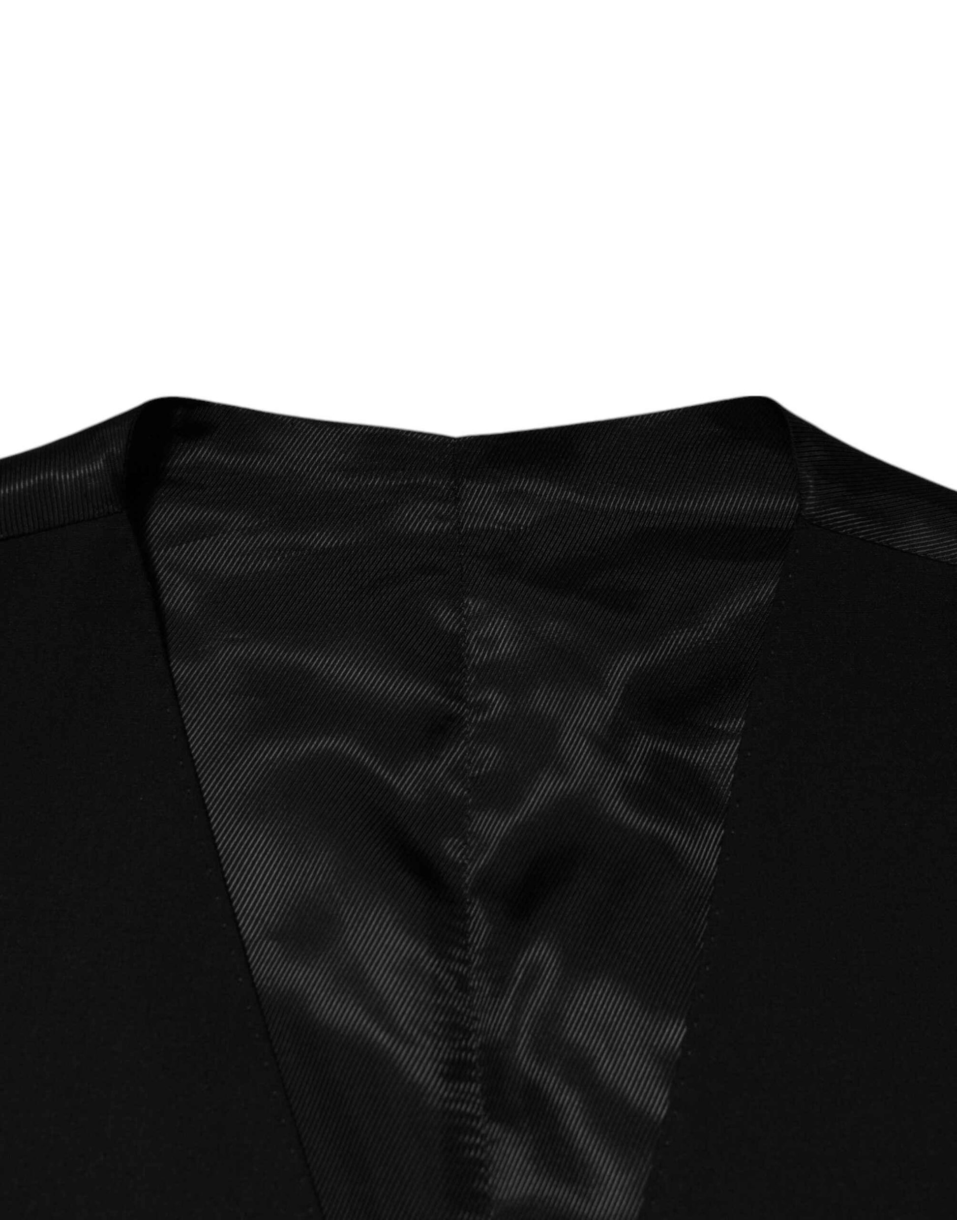 Dolce & Gabbana Black Wool Dress Formal Men Waistcoat Vest by Dolce & Gabbana