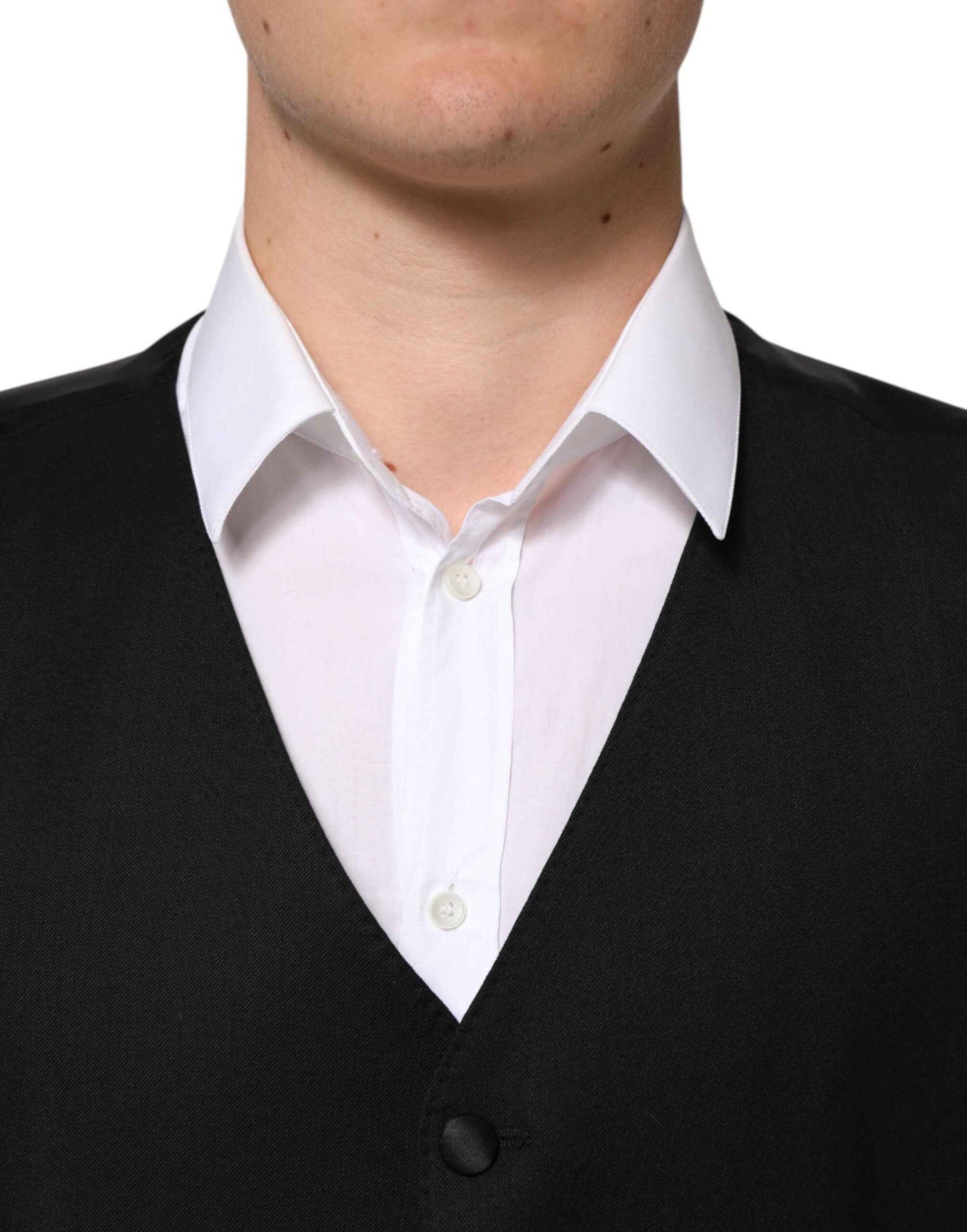 Dolce & Gabbana Black Wool Dress Formal Men Waistcoat Vest by Dolce & Gabbana