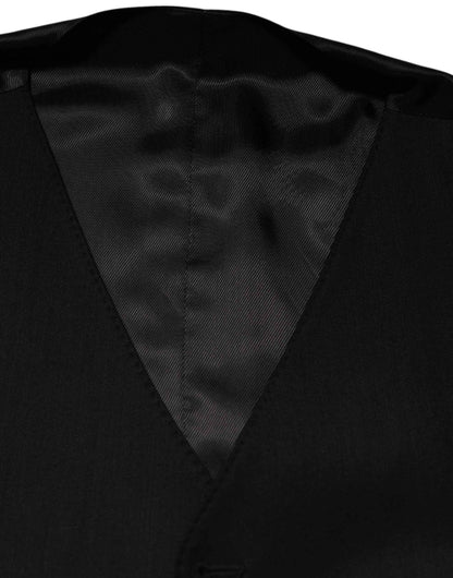 Dolce & Gabbana Black Wool Dress Formal Men Waistcoat Vest by Dolce & Gabbana