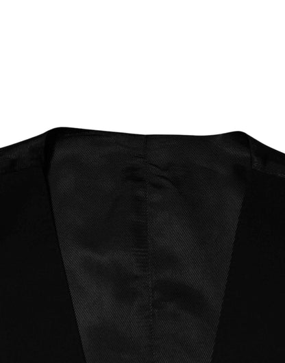 Dolce & Gabbana Black Wool Dress Formal Men Waistcoat Vest by Dolce & Gabbana