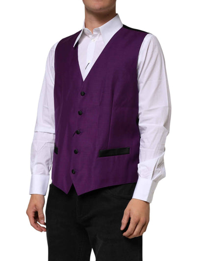 Dolce & Gabbana Purple Wool Dress Formal Waistcoat Vest by Dolce & Gabbana