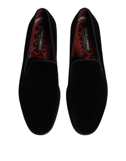 Dolce & Gabbana Black Velvet Slip On Men Loafers Formal Shoes by Dolce & Gabbana
