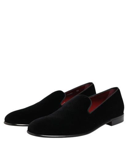 Dolce & Gabbana Black Velvet Slip On Men Loafers Formal Shoes - from Dolce & Gabbana